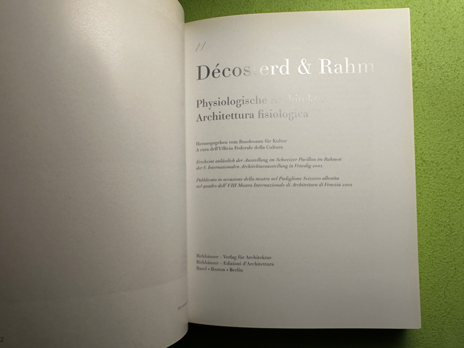 Libri: Décosterd & Rahm: Physiologische Architektur. – Usato da Zürich venduto da allp 3