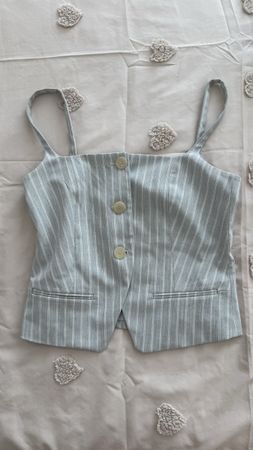 Top à fines bretelles Mango rayé bleu blanc taille S