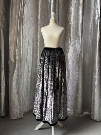VINTAGE 80's «amarotico» Maxijupe Cocktail Silber Gr. XS/S