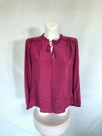 Blouse violette col volanté à lacet Promod taille 32 34