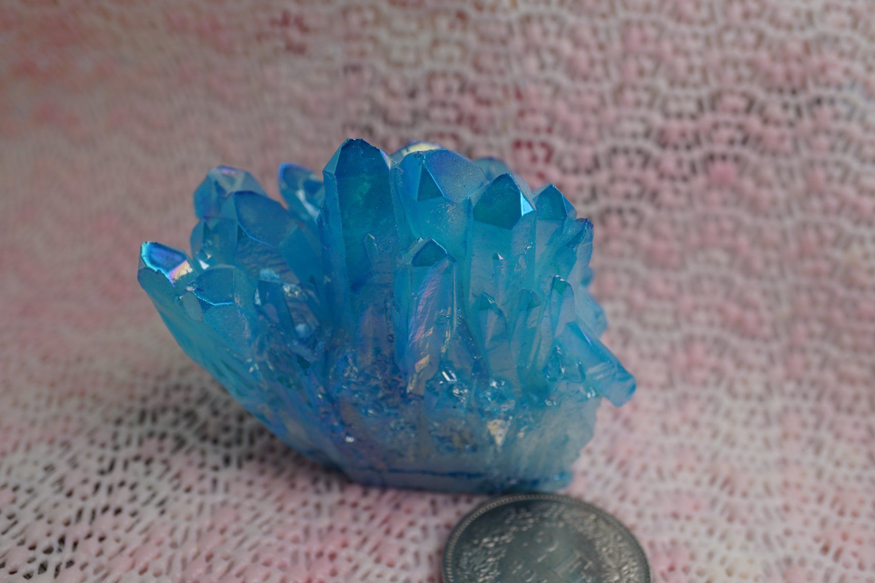 Minerali & Pietre curative: Kristall  Blau Eingefärbt  Irisierend    6cm auf  5cm – Nuovo e nell'imballaggio originale da Eschenbach venduto da Fengg 6