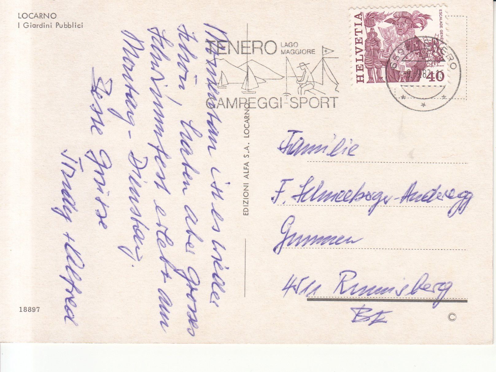 Cartoline postali: Locarno 1982 – Usato da Bürglen TG venduto da StampGraf 1