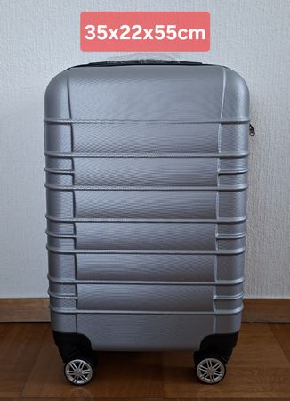 Valise cabine argent 35x22x55cm 4 roues neuve