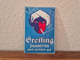 Emailschild Greiling Zigaretten Logo Emaille Schild Reklame