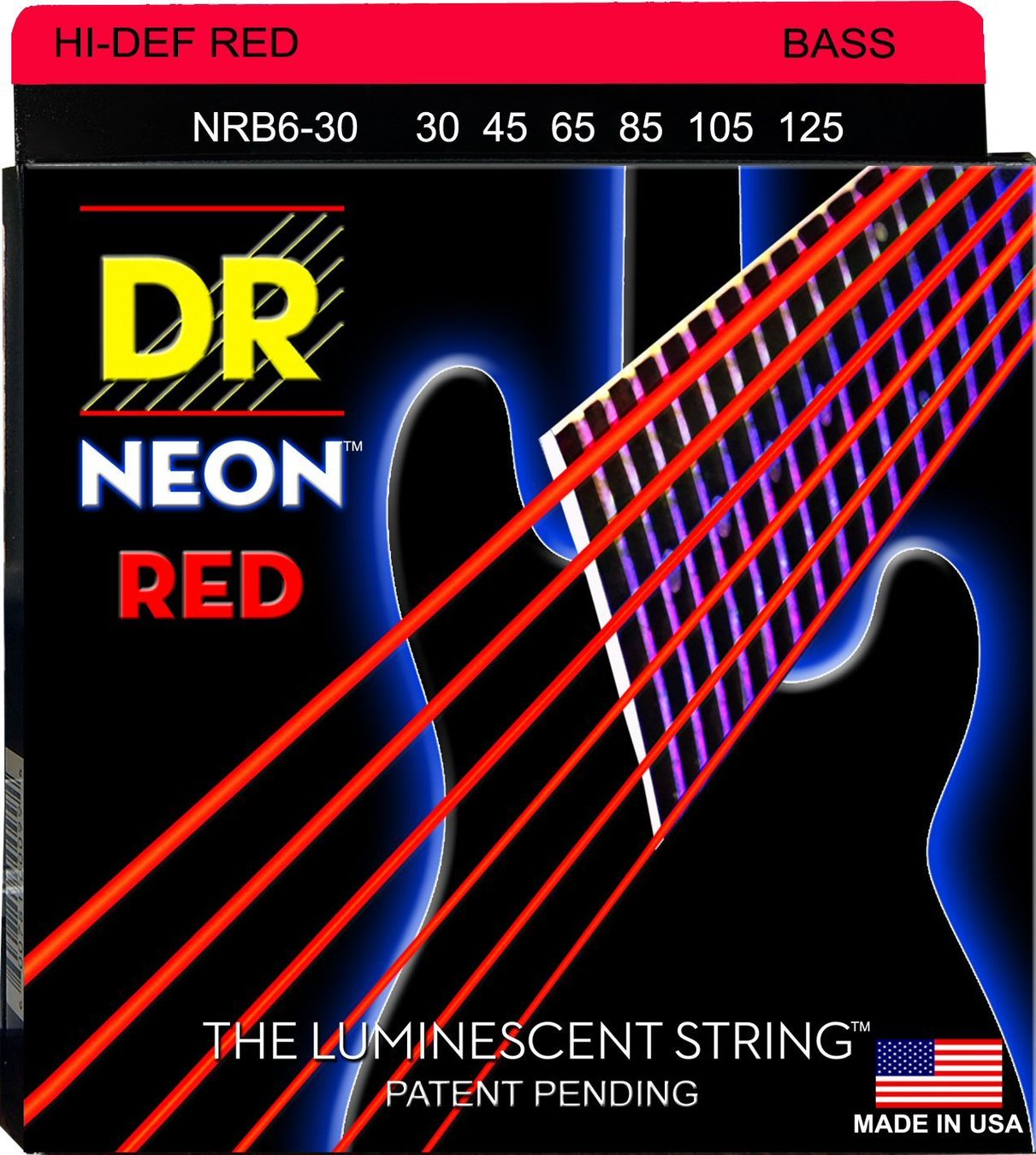 Strumenti musicali: DR Electric Bass Strings:NEON Red, 6-String @ 030-125 – Nuovo e nell'imballaggio originale da Zofingen venduto da Rodeln