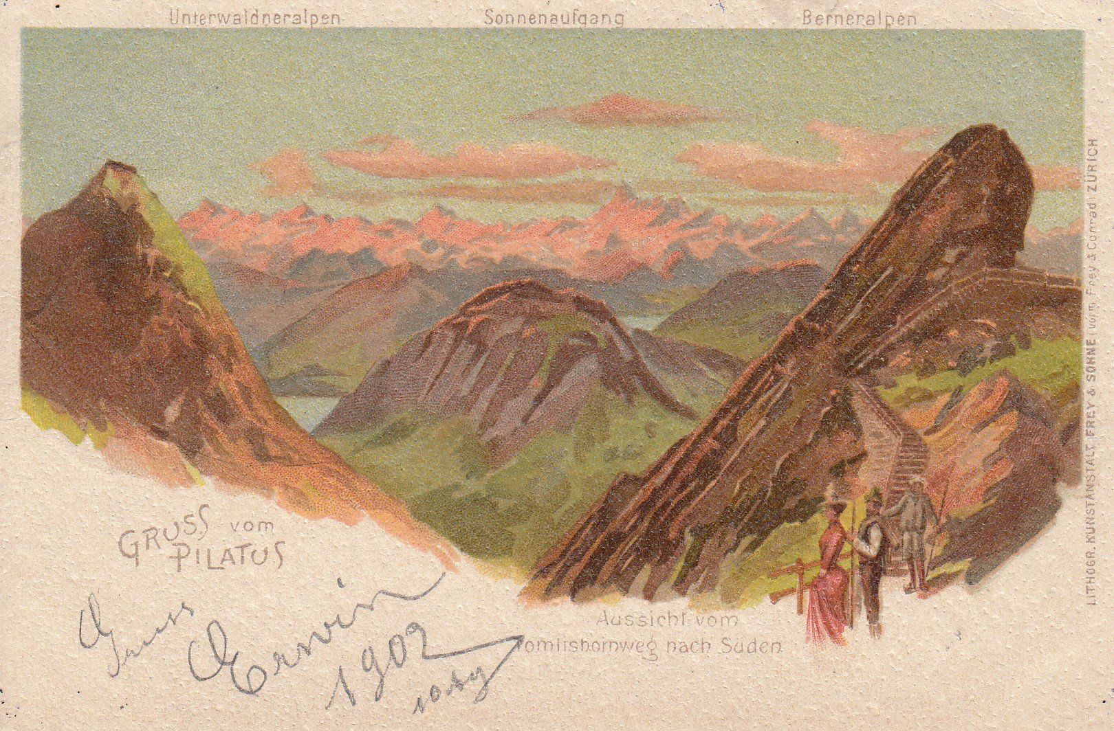Cartoline postali: Pilatus  OW        um 1902 – Usato da Brig venduto da Valcards54