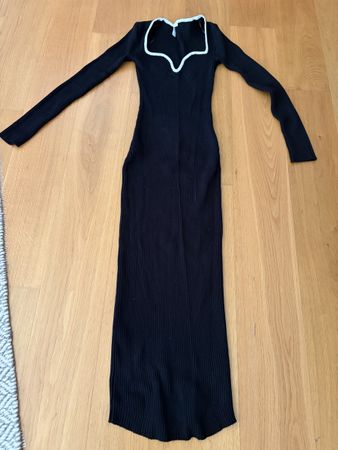 H&M Mama Black Ribbed Long Sleeve Dress Size S-M - Cozy Fall