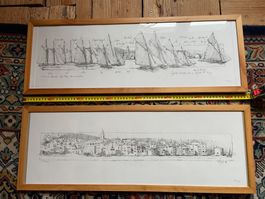 2 Originale Kunstdrucke St. Tropez, signed by the artist.
