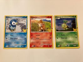 Jumbo Piplup Turtwig Chimchar (Sinnoh) 25th Anniversary Card