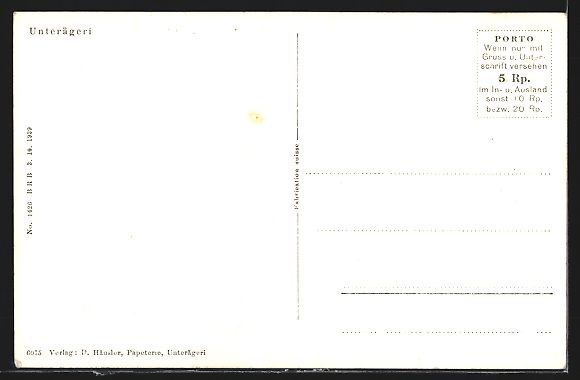 Cartoline postali: Unterägeri, Panoramablick auf den Ort – Usato da Berlin venduto da bartko-reher 1