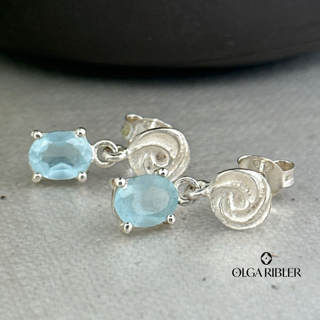 Olga Ribler Orecchini pendenti & Orecchini a lobo: Ohrstecker mit Aquamarin, Silber 925 – Nuovo (secondo la descrizione) da Luzern venduto da Schmuckoutlet