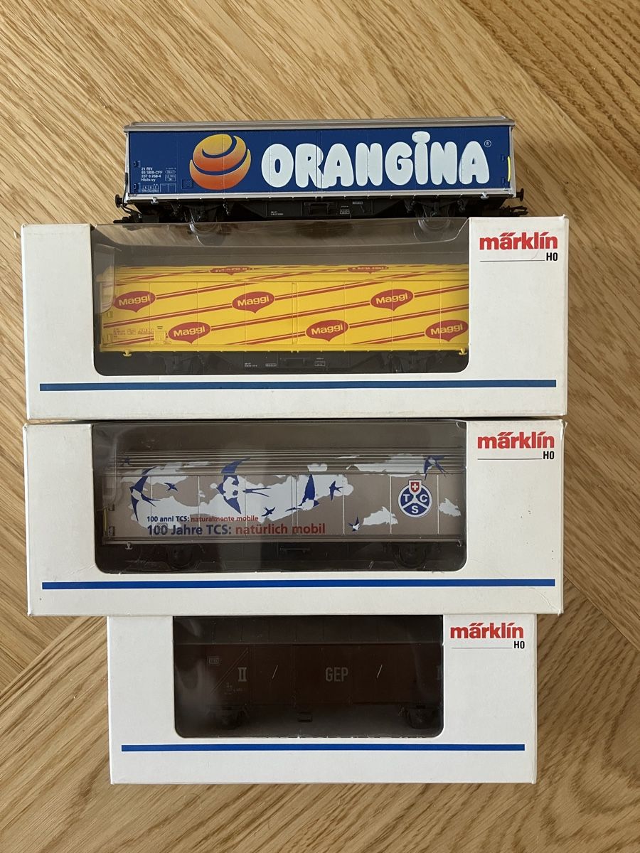 Märklin Modellini di ferrovie: Konvolut Gedeckte Wagen SBB/DB Märklin – Usato da Basel venduto da Re620_11627