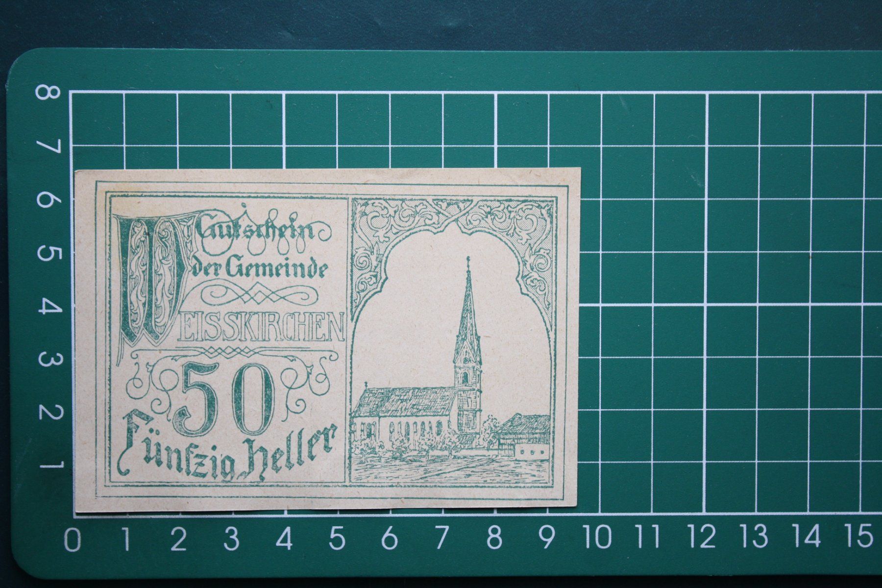 Banconote: currency voucher austria weisskirchen 50 heller 1920 – Usato da Laupen BE venduto da Gufi57