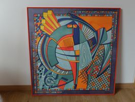 Seidenbild moderne Kunst handgemalt und gerahmt