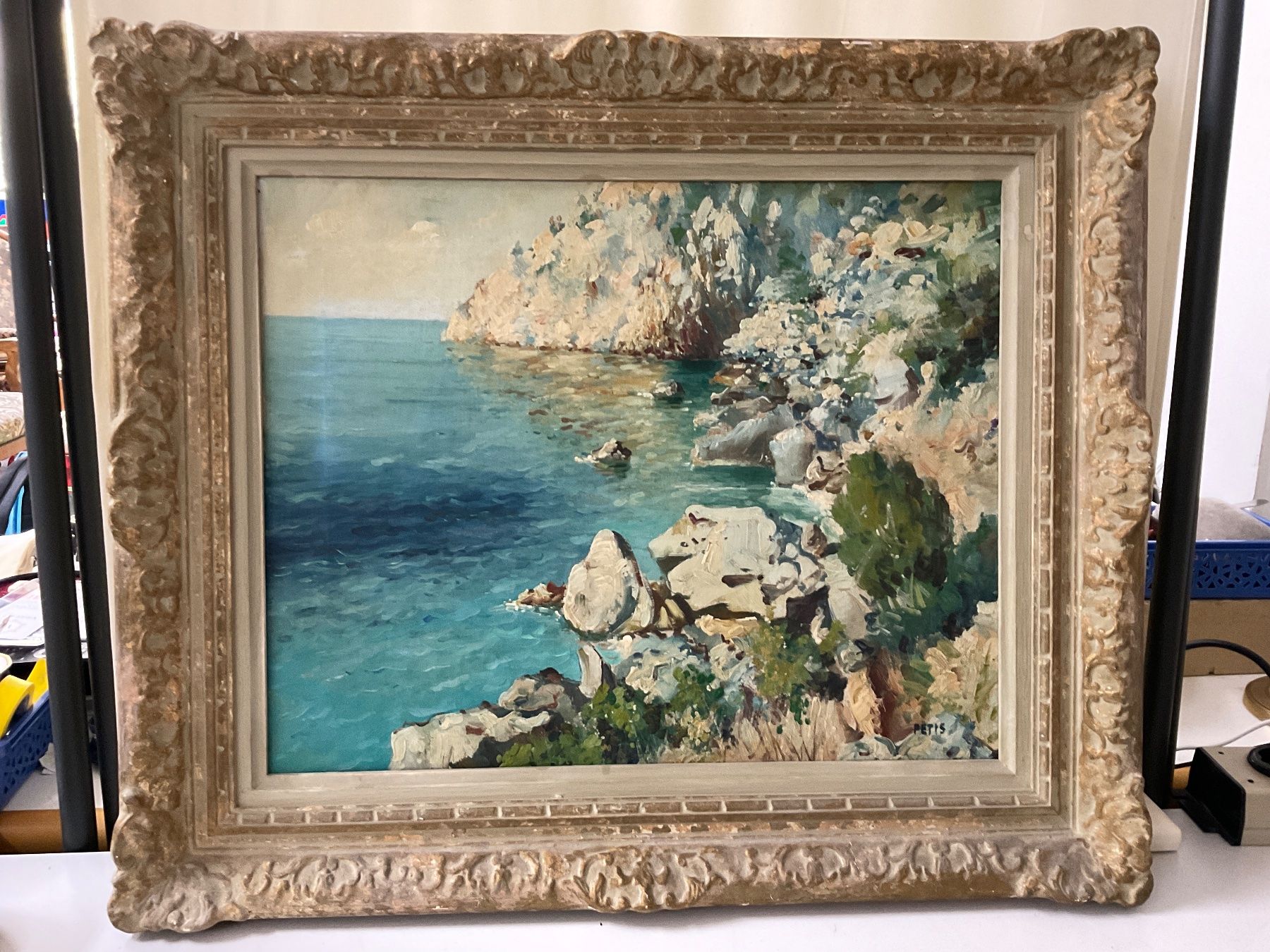 Dipinti: Ölgemälde einer Küste in Capri - signiert "Petis" – Usato da Bern venduto da vielerart