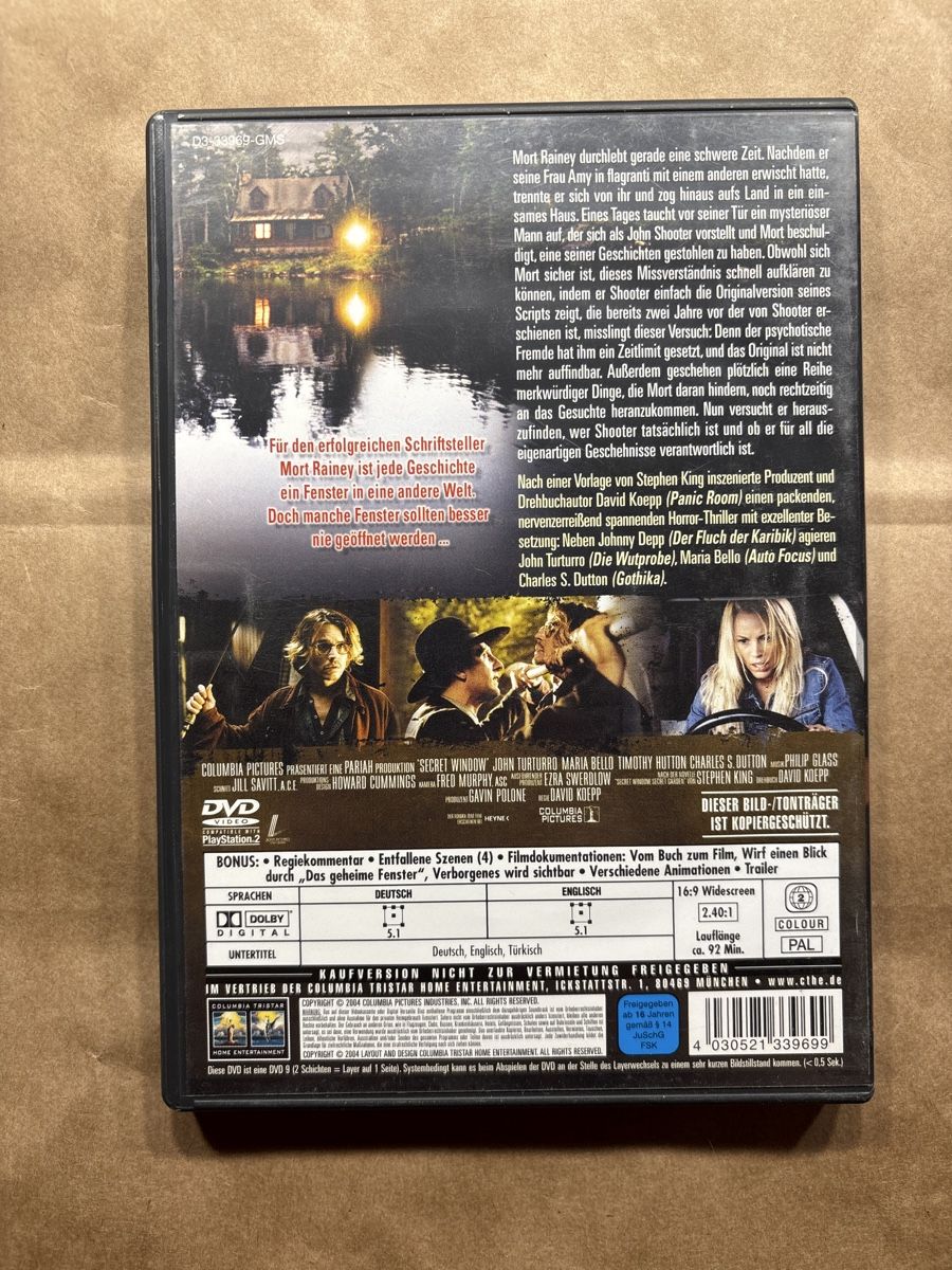 Tutti i DVDs: Das Geheime Fenster (2404) – Usato da Ruswil venduto da Slivio_ 1