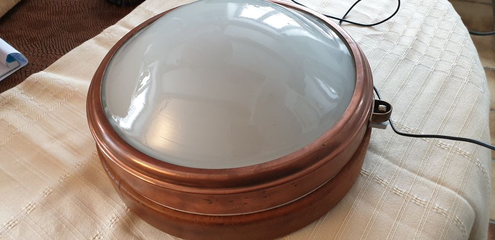 Ancien Plafonnier Vintage Avec Socle En Bois Doré – 1 Lumière, Style Ancien, à Rénover