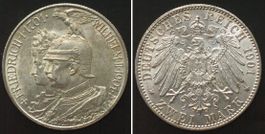 PREUSSEN 2 Mark 1901 A, 200 JAHRE KÖNIGREICH, Silber f.st
