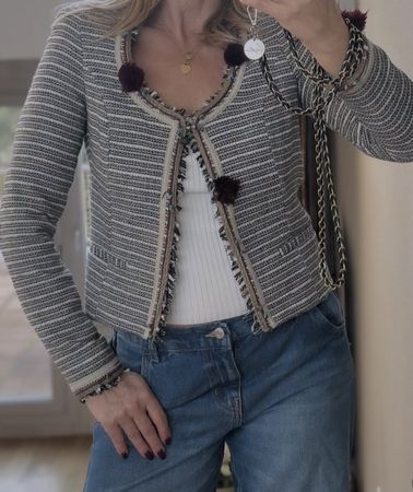 Maison Scotch Jacke gestreift mit Bommeln Grösse S