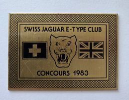 Plakette Swiss Jaguar Typ-E Club 1983 Badge Medaille