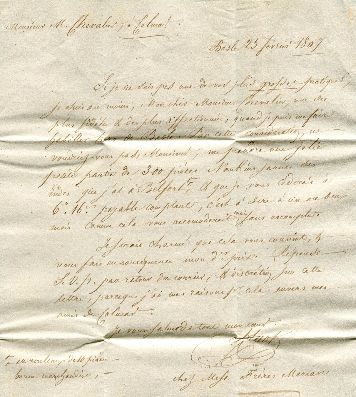 Tutti i francobolli: Faltbrief von Basel nach Colmar 1807 – Usato da Opfikon venduto da Prophila 1