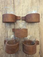 SCHOTT Tassen 5er Set Teak Holz Gläser Mid Century 60s