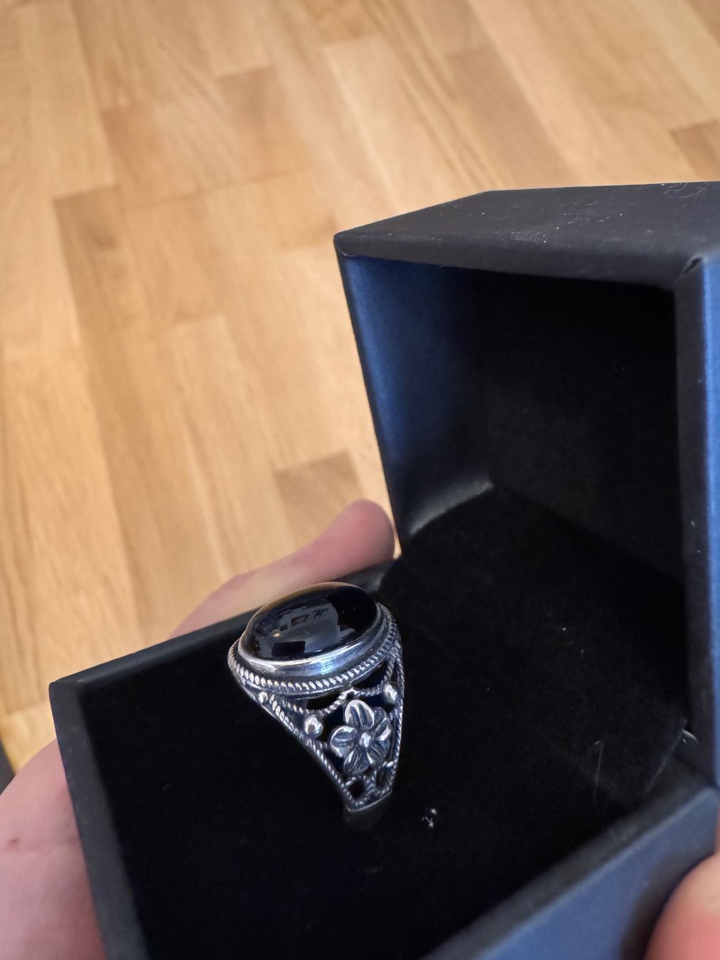 Anelli: vintage Silberring Onyx Grössenverstellbar – Usato da Zürich venduto da hanna1990 2