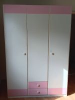 Kleiderschrank Kinderzimmer 3 türig weiss/rosa + Schubladen