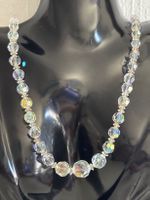 Collier en cristal vintage fermoir en argent 800 et corail