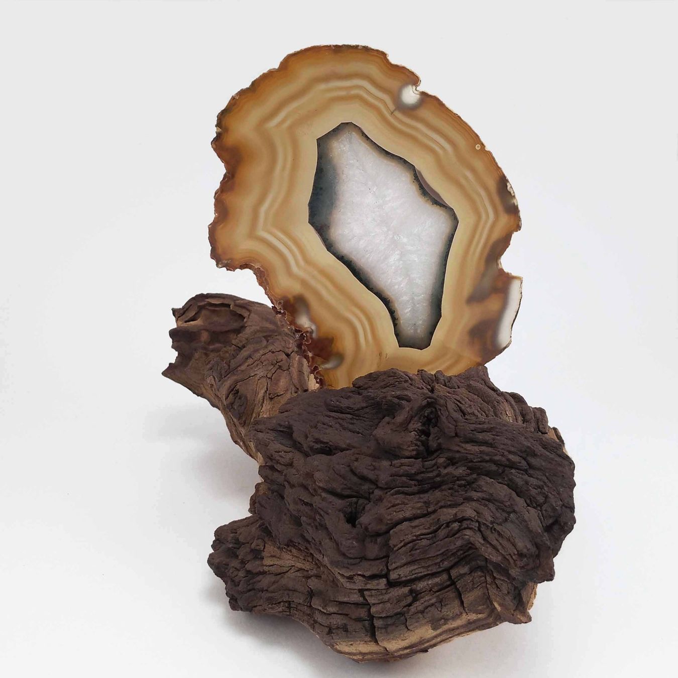 Minerali & Pietre curative: Achatscheibe auf Holz 15cm – Nuovo e nell'imballaggio originale da Meilen venduto da StoneGarden 1