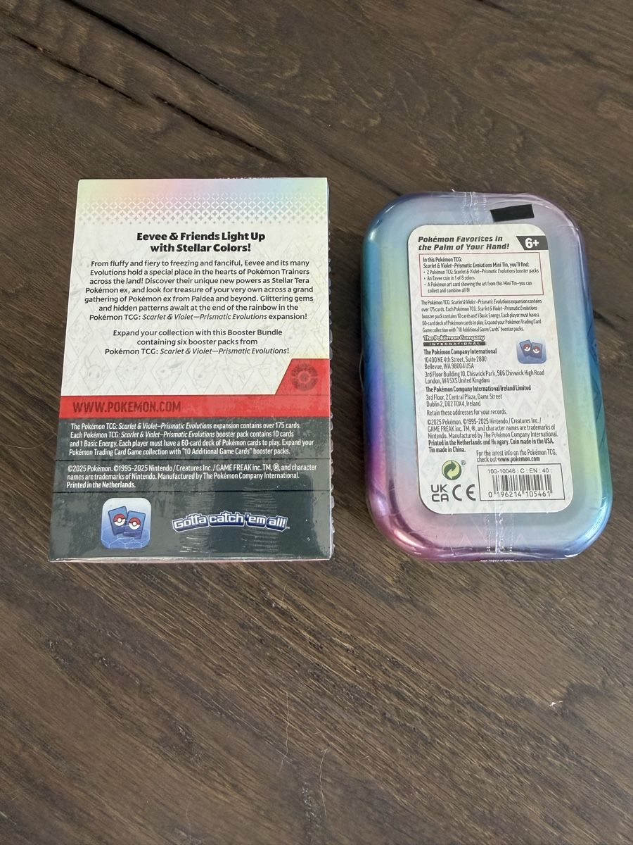 Pokémon Sammelbilder & Trading cards: Pokemon Prismatic Evolutions Boosterbundle + Tin ENG – Neu und originalverpackt aus Binz von leo_bzh5