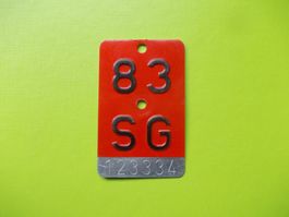 Velonummer / Fahrradnummer SG 83