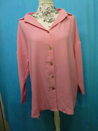 BLUSE LÄSSIG GESCHNITTEN HINTEN LÄNGER ALS VORNE GR M ROSA