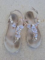 Sandales femme cuir décorées strass et perles taille 37