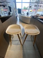 Barhocker 2er Set weiss/beige Holzbeine Höhe 76cm gut