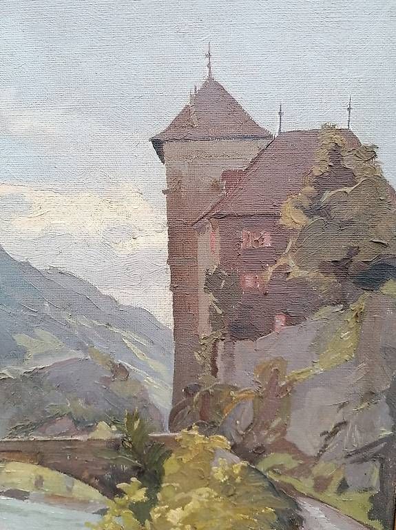 Dipinti: Charles Parisod. Château de St. Maurice. – Usato da St. Maurice venduto da Benoit12 2