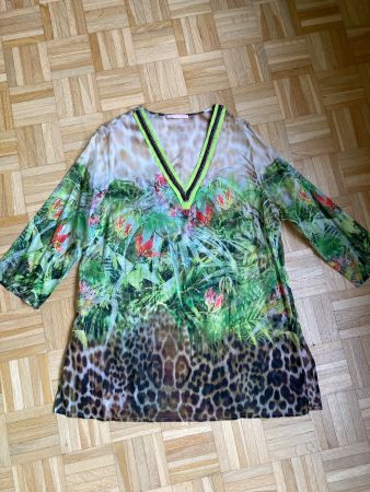 BASLER Bluse Tunika Rainforest Leo NEU 44 Perlen BW
