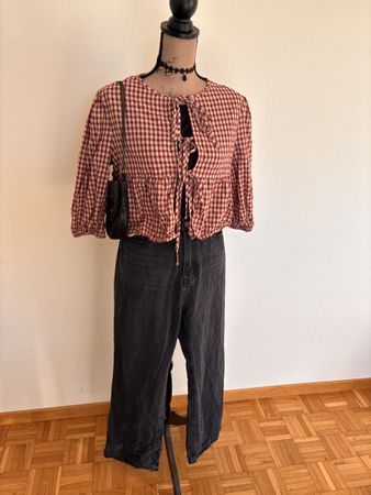 Schwarze High Waist Jeans im Wide Leg Stil, Grösse M