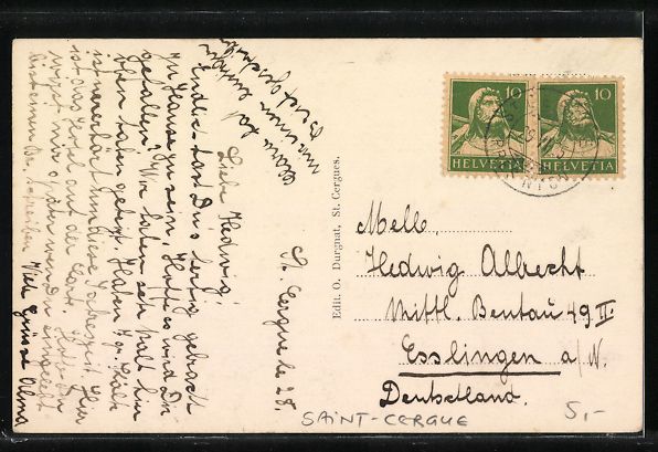 Cartoline postali: AK Saint-Cergue, Totalansicht, 1928 – Usato da Berlin venduto da bartko-reher 1