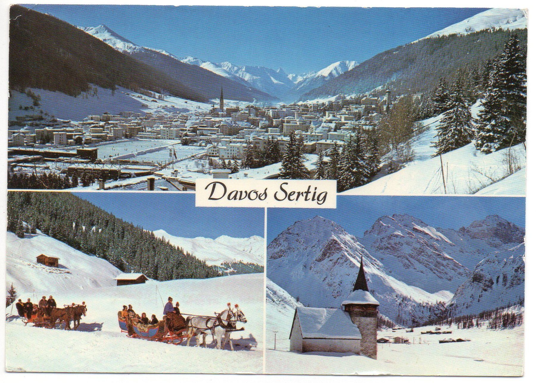 Cartoline postali: DAVOS mit Schlittenfahrt ins Sertigtal – Usato da Jona venduto da philajona
