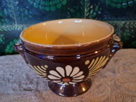 Rustikale Keramik Schale mit Blumen Dekor - Vintage