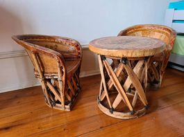 joli ensemble table et chaises enfant bois et cuir