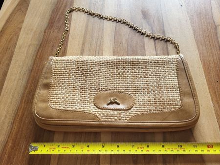 Ledertasche mit Stoff/Raffia, ideal für den Sommer!
