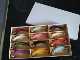 VINTAGE, 12 PORTE-COUTEAUX POISSONS, BOÎTE d'origine
