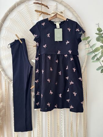 *NEU* Mädchenkleid + Leggins mit Einhorn Gr. 128 