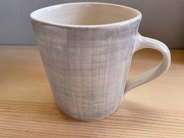 Handgemachte Keramiktasse, Unikat, grau/weiss ☕️🍂