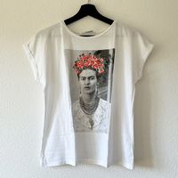 FRIDA KAHLO | MANGO T-Shirt S | Blumenstickerei Stickerei