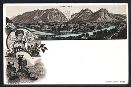 Litho Interlaken, Wanderer im Berner Obe