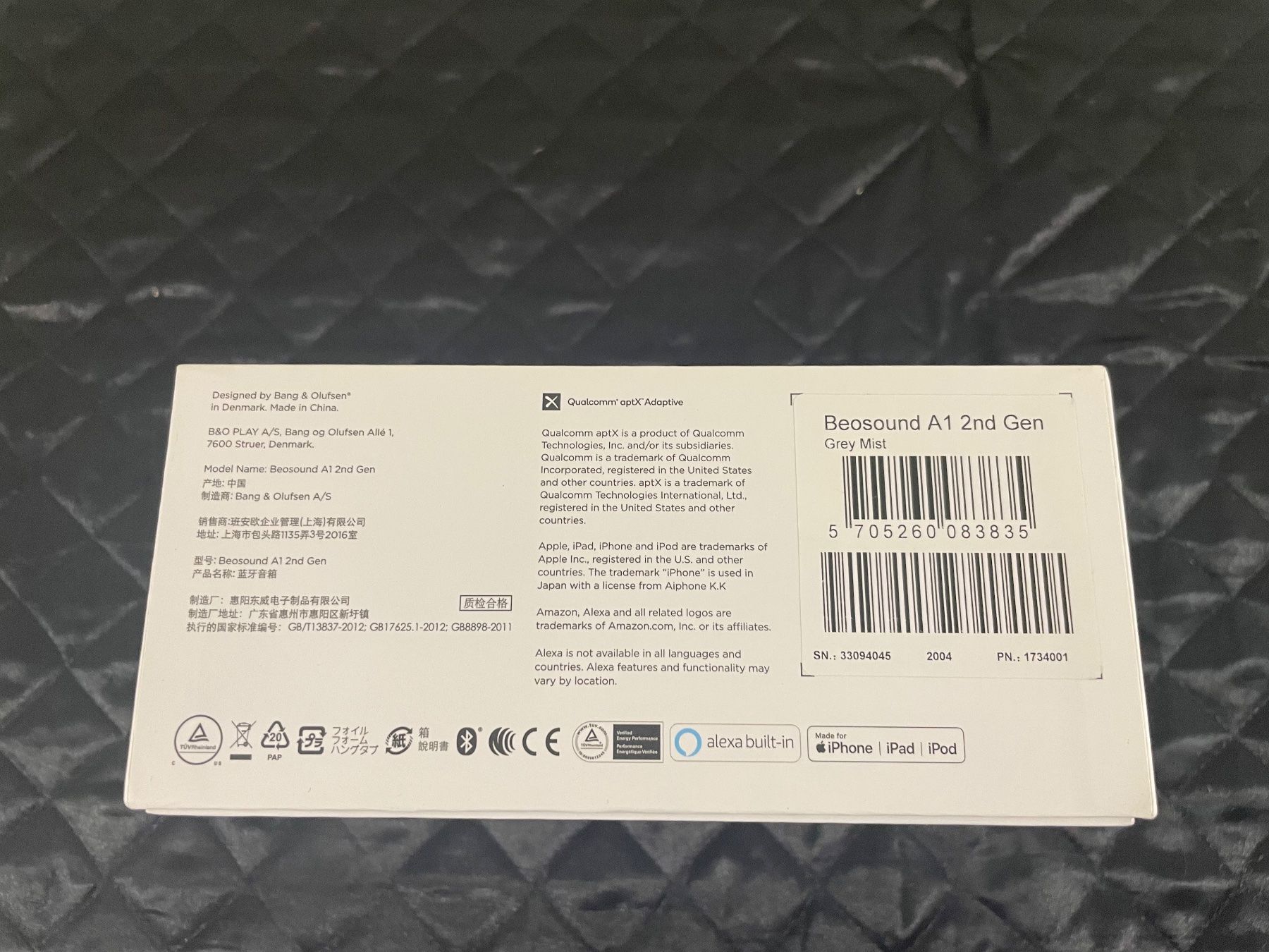 Bang & Olufsen Lautsprecher: B&O Beosound A1 2nd Gen Grey Mist – Neu und originalverpackt aus Kirchberg SG von EPGaemperle 1