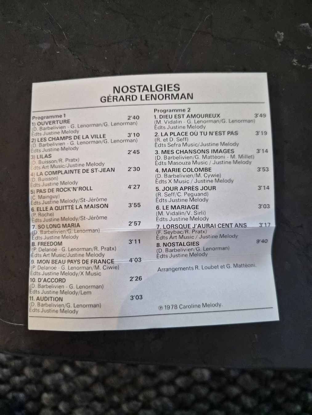 Musicassette: Cassette Audio Gérard Lenorman Nostalgies, Double Durée! – Usato da La Joux FR venduto da car_ck96 1